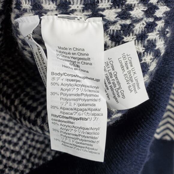 NEW J Crew Button Detail Mockneck Sweater Herringbone XS Blue White Alpaca Blend - Picture 9 of 13